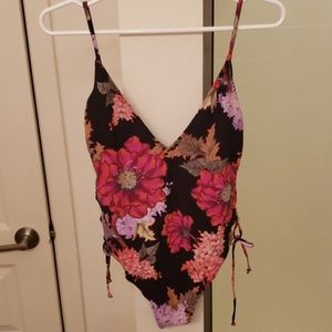 Zara black floral swimsuit one piece